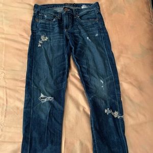 Lucky Brand Ripped Jeans with Floral Embroidery